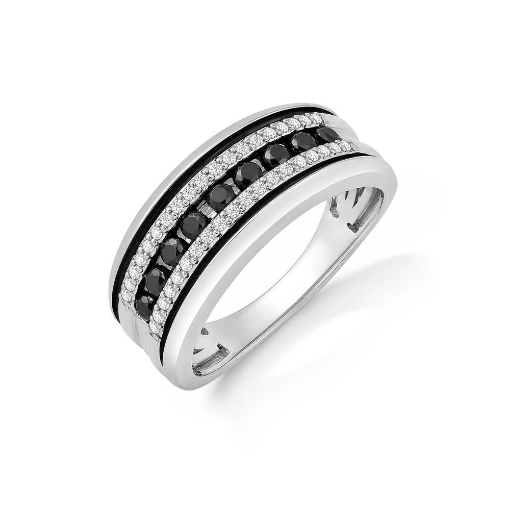 Men's Black Diamond &amp; White Diamond Ring in Black Rhodium &amp; Sterling Silver (1/2 ct. tw.) – Image 2 of 4