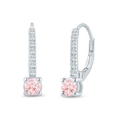 Lab Grown Pink and White Diamond Drop Earrings in 14K White Gold (1/2 ct. tw.)