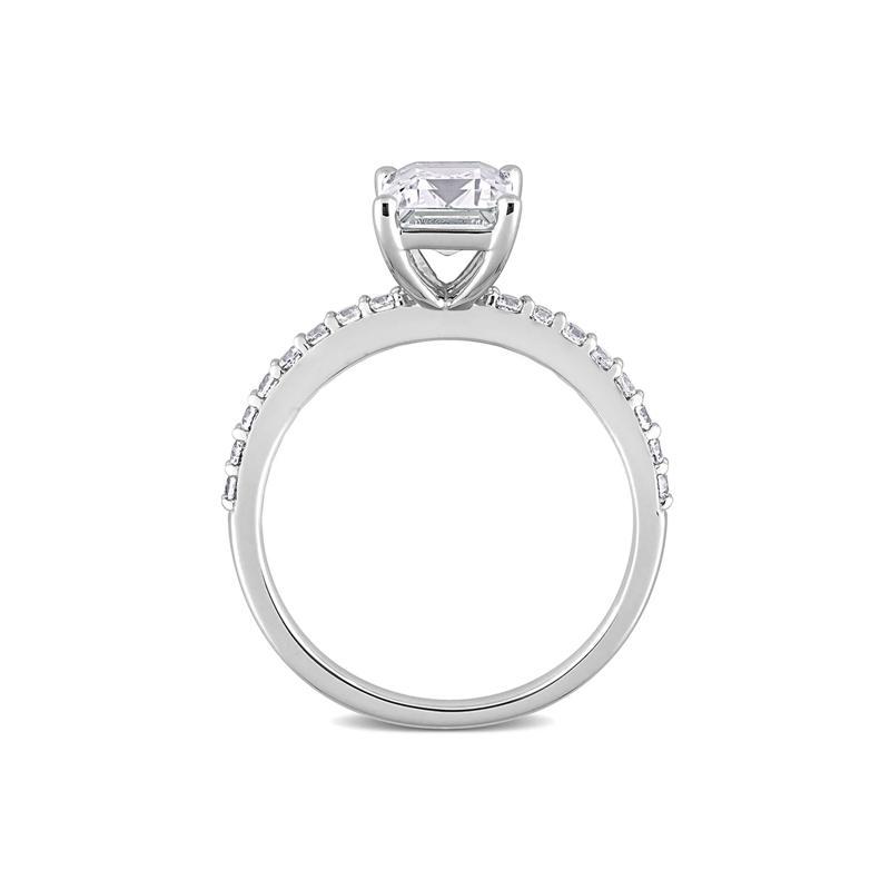 Emerald-Cut Lab Created White Sapphire Ring in 10K White Gold – Image 2 of 6