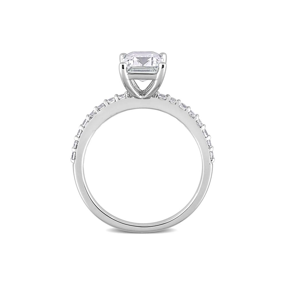 Emerald-Cut Lab Created White Sapphire Ring in 10K White Gold – Image 2 of 6