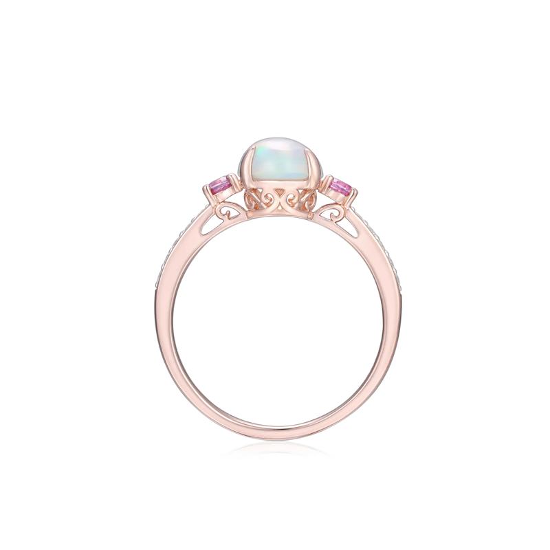 Opal, Pink Sapphire &amp; Diamond Ring in 14K Rose Gold &#40;1/10 ct. tw.&#41; – Image 2 of 3
