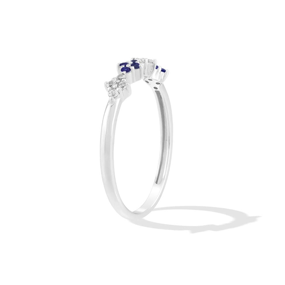 Lab-Created Blue Sapphire &amp; Lab-Created White Sapphire Stack Ring in Sterling Silver – Image 3 of 4