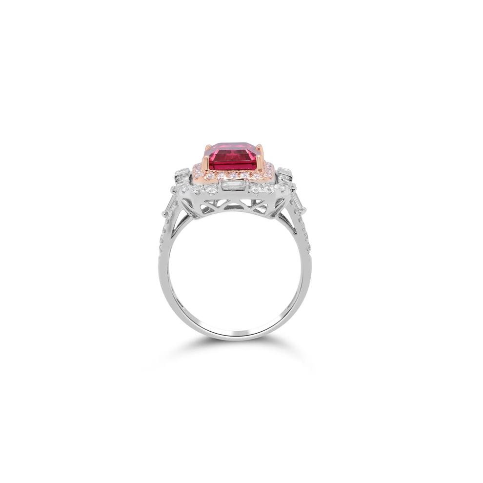 Pink Tourmaline and Diamond Halo Ring in 14K White and Rose Gold (1 1/4 ct. tw.) – Image 3 of 4