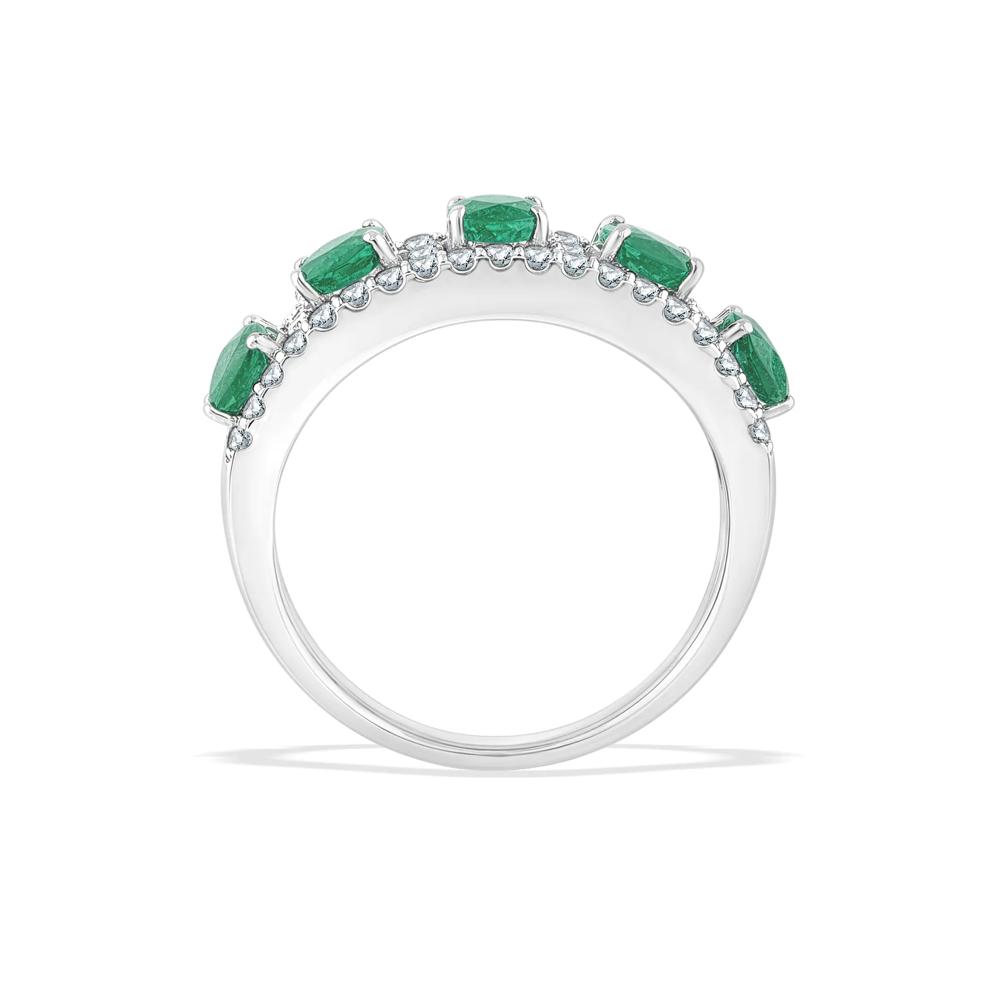 Emerald &amp; Diamond Half Eternity Band in 10K White Gold (1/2 ct. tw.) – Image 2 of 4