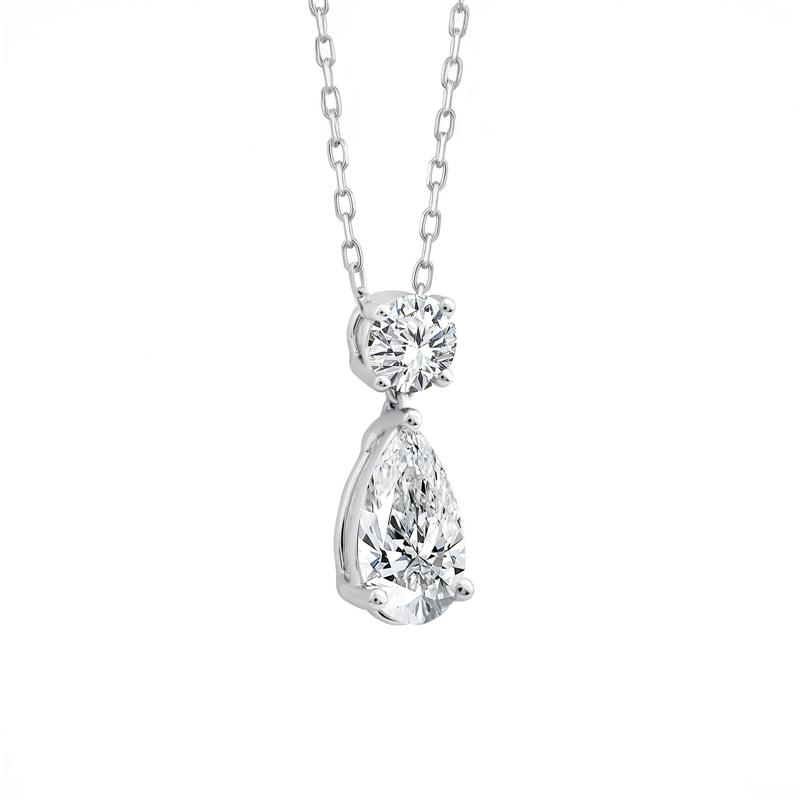 Lab Grown Diamond Pear-Shaped and Round Necklace in 10K White Gold (1 1/2 ct. tw.) – Image 2 of 3