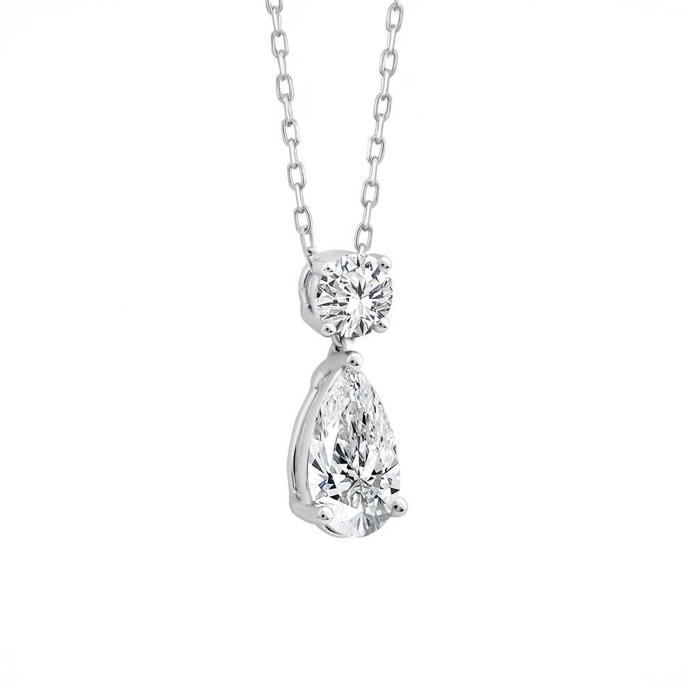 Lab Grown Diamond Pear-Shaped and Round Necklace in 10K White Gold (1 1/2 ct. tw.) – Image 2 of 3