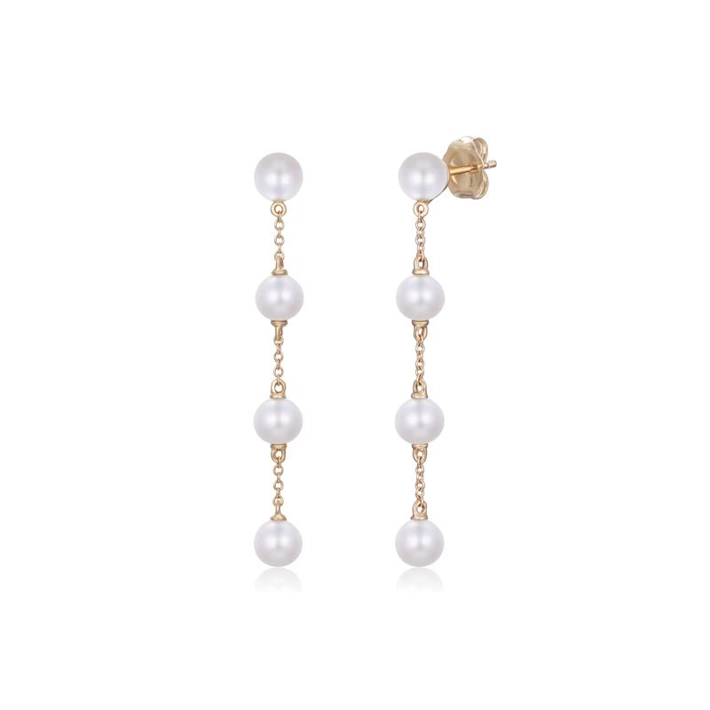 Freshwater Cultured Pearl Cable Chain Drop Earring in 10K Yellow Gold – Image 1 of 1
