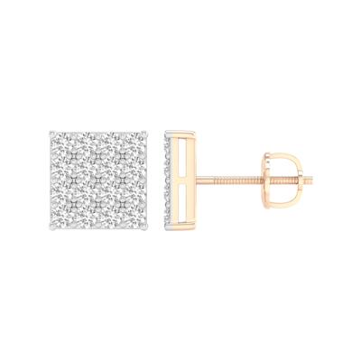Men's Lab Grown Diamond Square Stud Earrings in 10K Yellow Gold (1 ct. tw.)