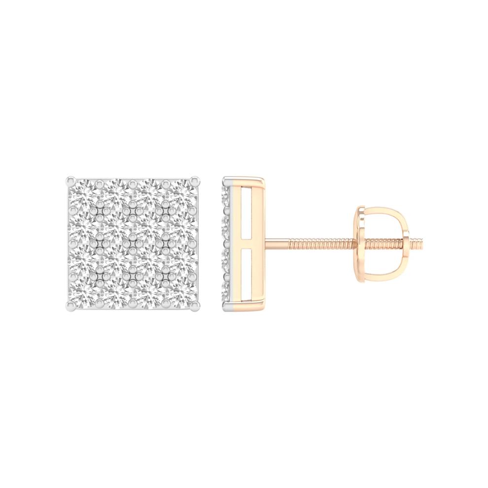 Men's Lab Grown Diamond Square Stud Earrings in 10K Yellow Gold (1 ct. tw.) – Image 1 of 3