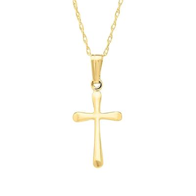 Children's Domed Cross Pendant in 14K Yellow Gold