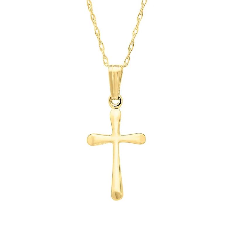 Children&#39;s Domed Cross Pendant in 14K Yellow Gold – Image 1 of 1