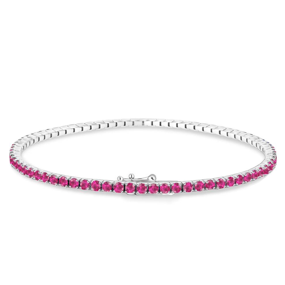 Lab-Created Ruby Stack Bracelet in Sterling Silver, 7" – Image 2 of 2