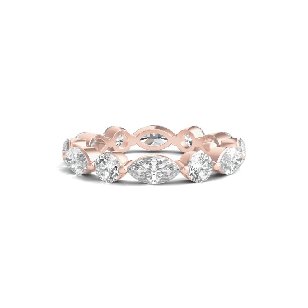 Round and Marquise-Cut Diamond Eternity Band in 14k Rose Gold (3 ct. tw.)  – Image 1 of 2