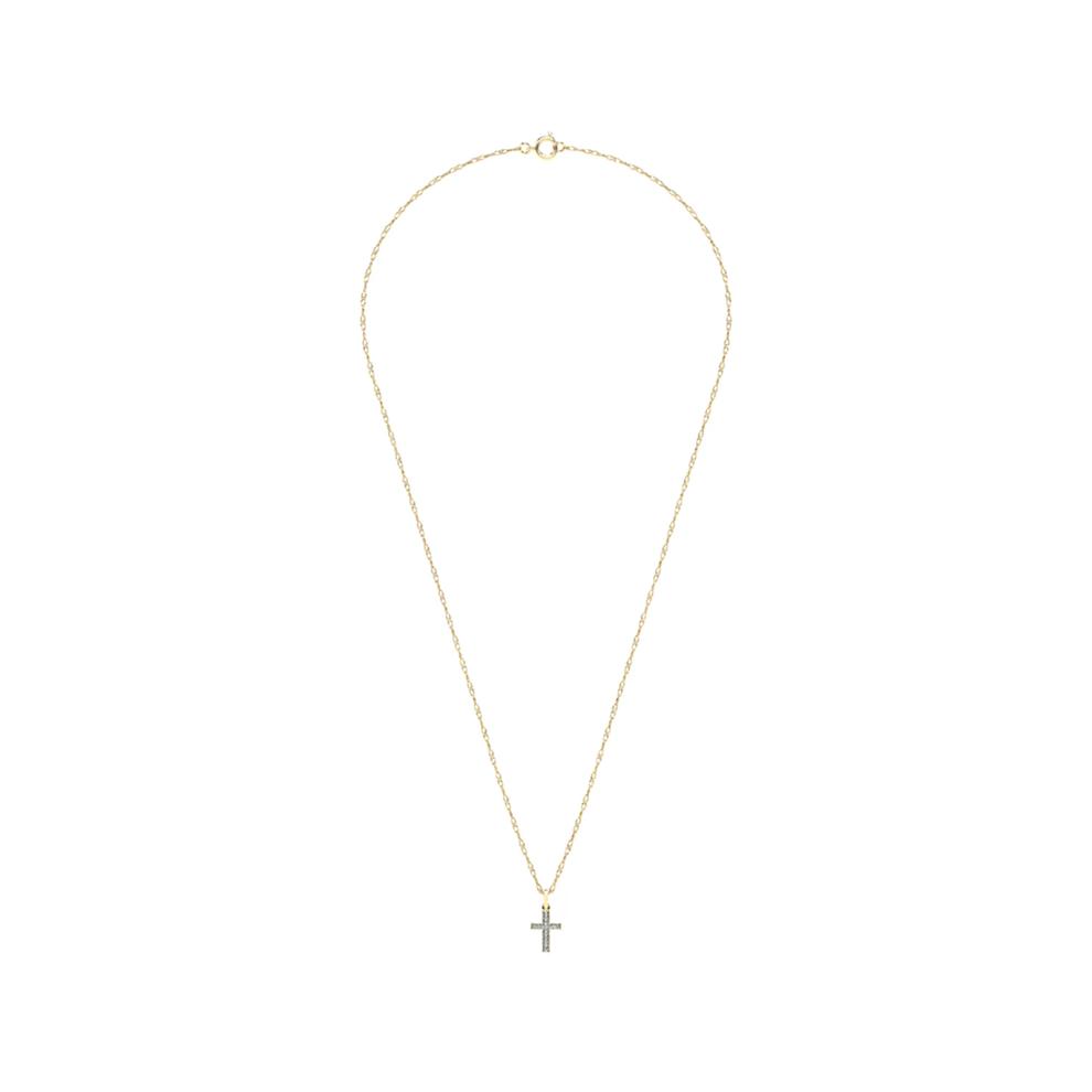 Diamond Accent Cross Pendant Necklace in 10K Yellow Gold – Image 3 of 4