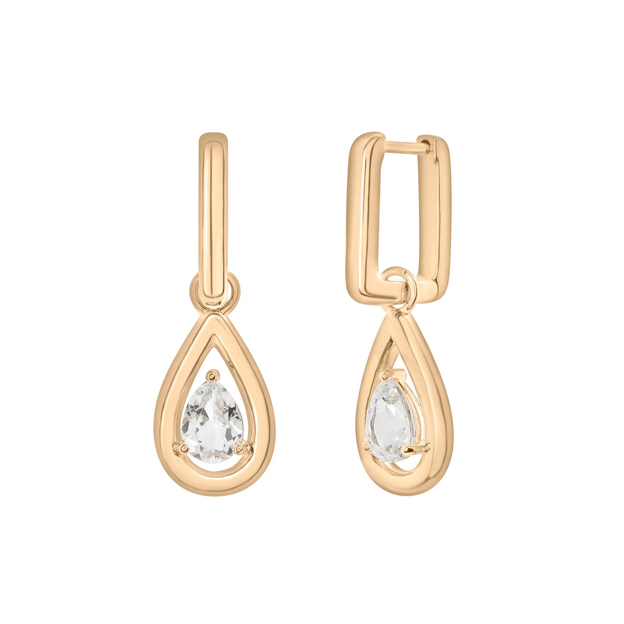 Lab-Created White Sapphire Convertible Drop Hoop Earrings | Vermeil | Yellow | Size 10.00mm | Laure by Aurate
