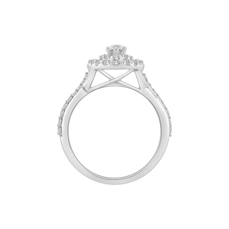 Oval Diamond Halo Engagement Ring in 14K White Gold &#40;1 ct. tw.&#41; – Image 2 of 4
