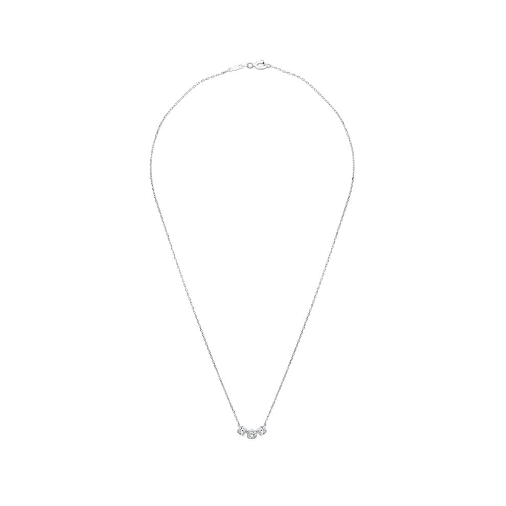 Diamond Round Three-Stone Pendant Necklace in 10K White Gold (1/2 ct. tw.) – Image 3 of 4