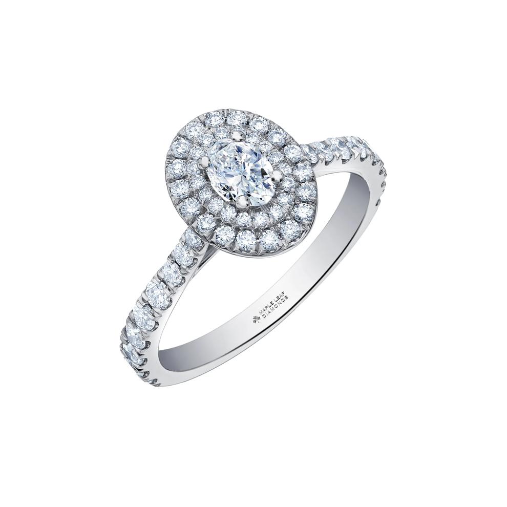 Oval-Shaped Double Halo Diamond Engagement Ring in 14K White Gold (1 ct. tw.) – Image 4 of 7