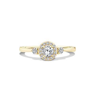 Lab Grown Diamond Halo Promise Ring in 10K Yellow Gold (1/2 ct. tw.)