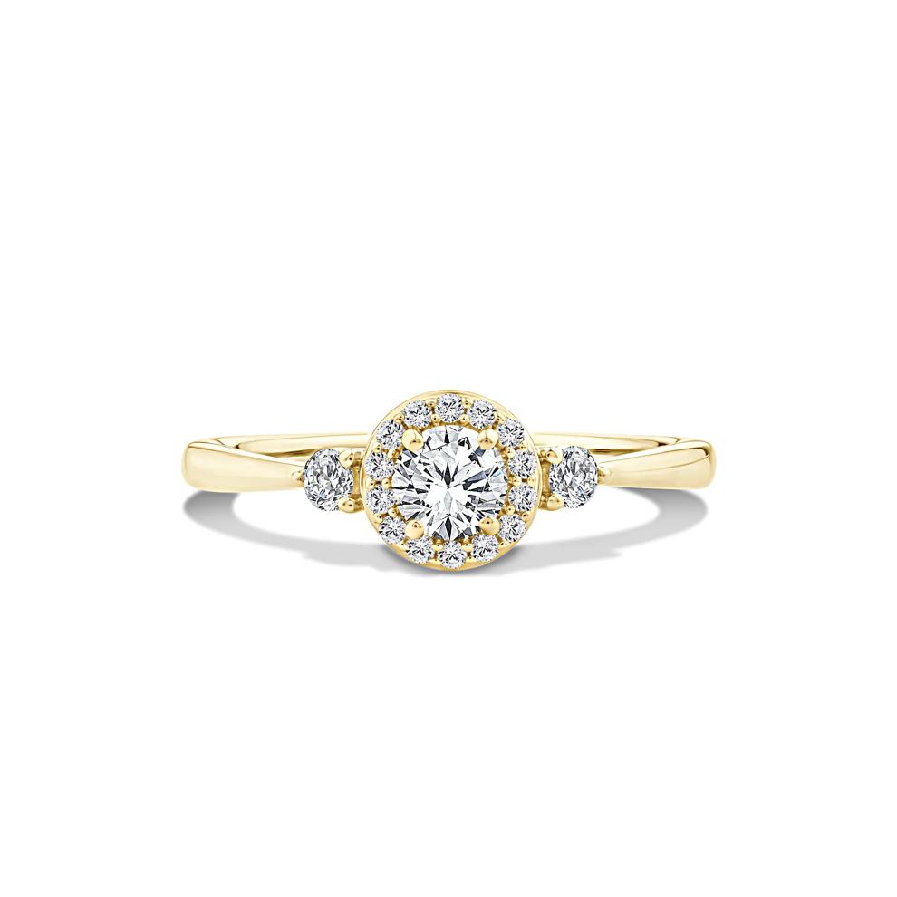 Lab Grown Diamond Halo Promise Ring in 10K Yellow Gold (1/2 ct. tw.) – Image 1 of 4