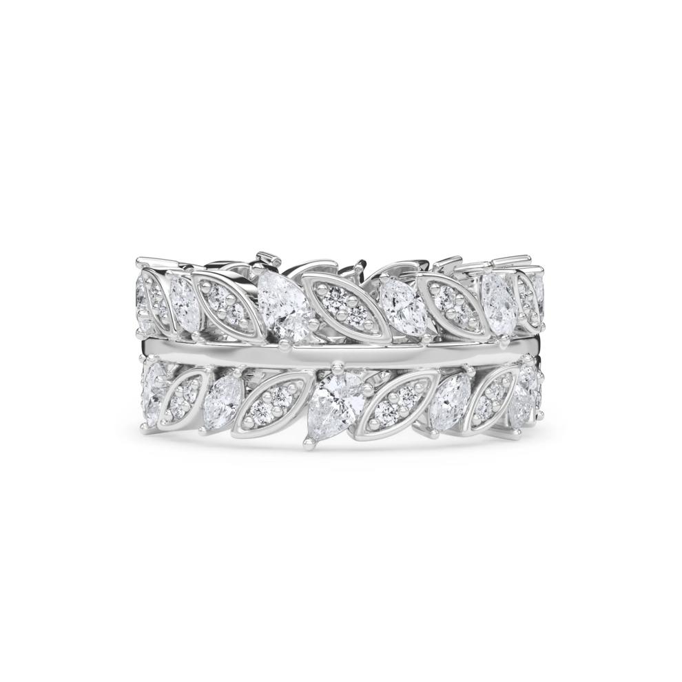 Diamond Multi-Shape Floral Eternity Band in 14K White Gold (1 1/2 ct. tw.) – Image 1 of 4