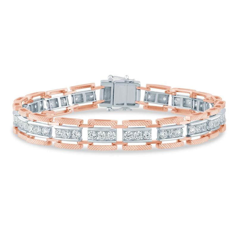 Men's Lab Grown Diamond Link Bracelet in 10K Rose Gold, 8.5" (5 ct. tw.) – Image 1 of 2
