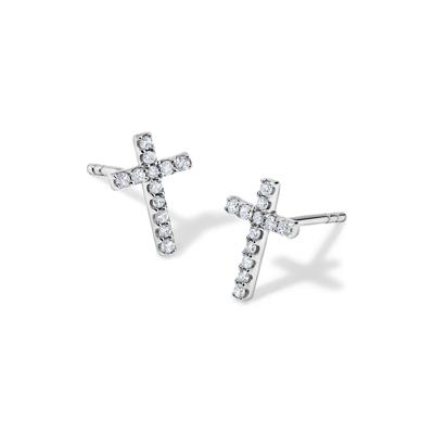 Diamond Cross Stud Earrings in 10K Gold (1/8 ct. tw.)