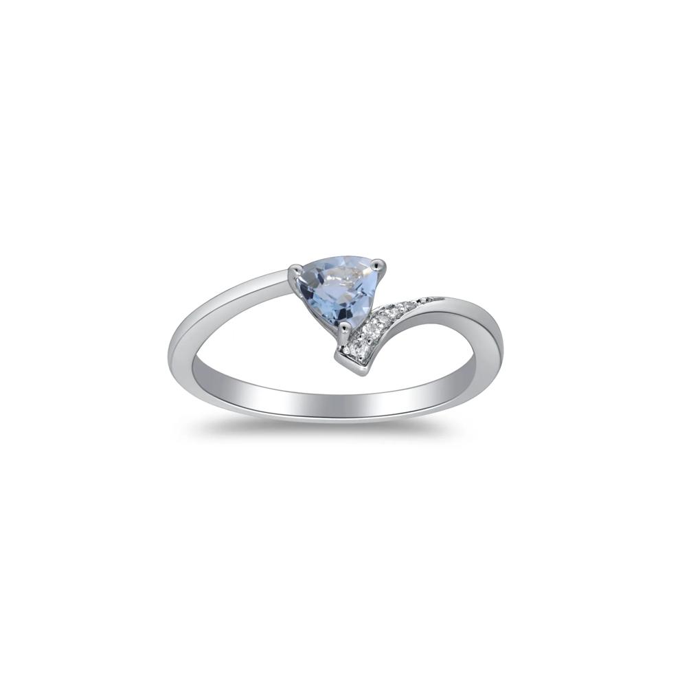 Aquamarine and Diamond Accent Bypass Ring in Sterling Silver – Image 1 of 5