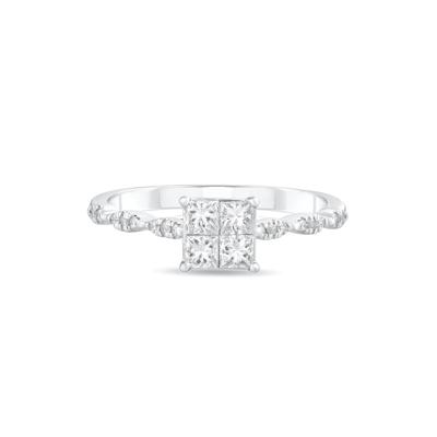 Diamond Princess-Cut Quad Composite Ring in 10K White Gold (1/2 ct. tw.)