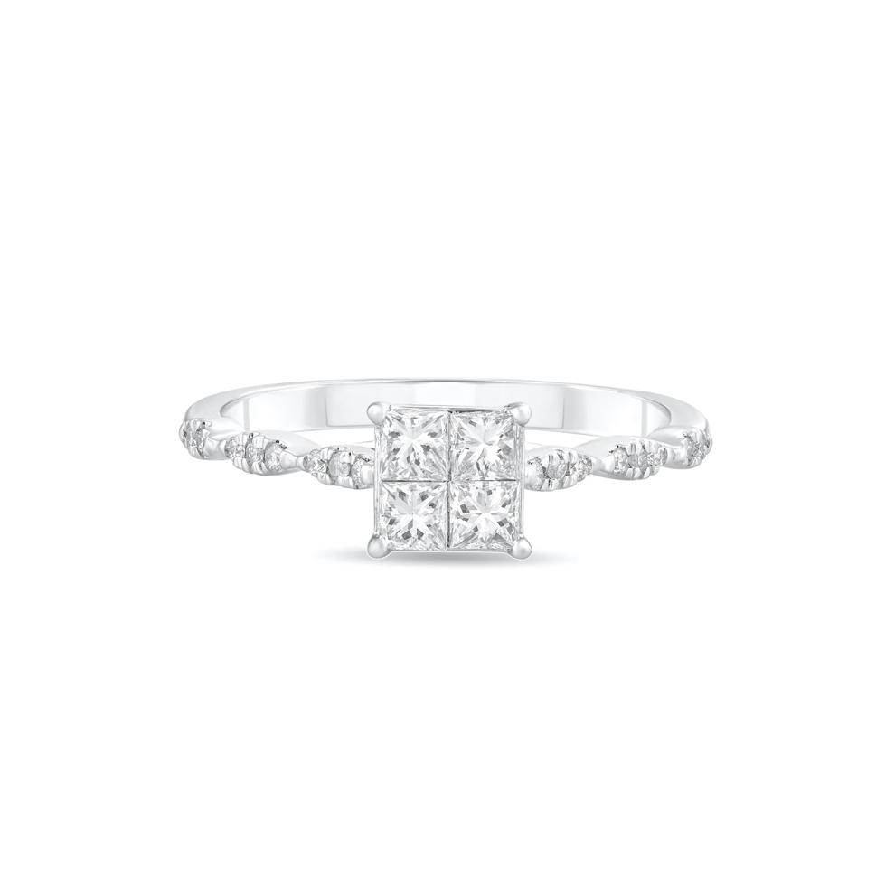 Diamond Princess-Cut Quad Composite Ring in 10K White Gold (1/2 ct. tw.) – Image 1 of 4