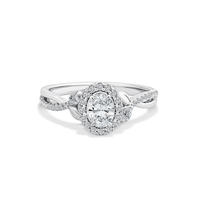 Diamond Oval Engagement Ring in 14K White Gold (5/8 ct. tw.)