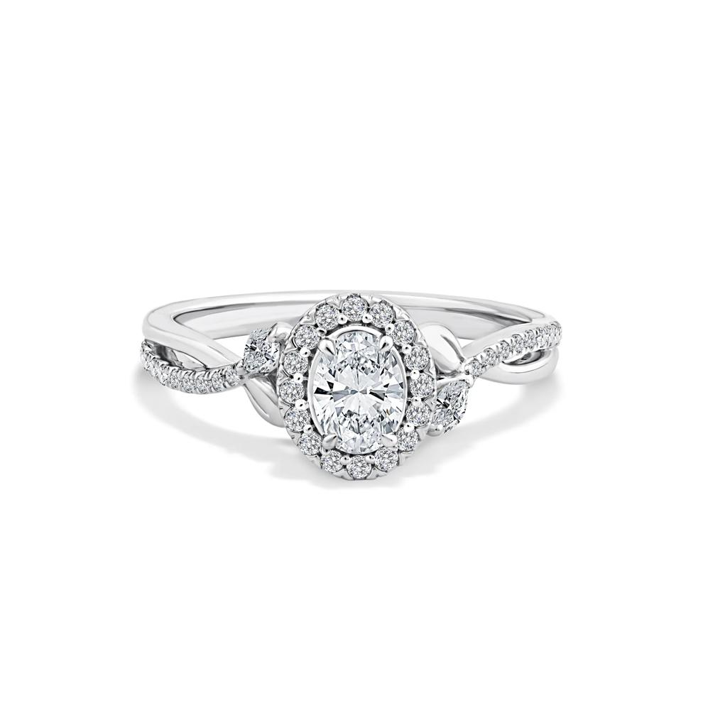 Diamond Oval Engagement Ring in 14K White Gold (5/8 ct. tw.) – Image 1 of 4