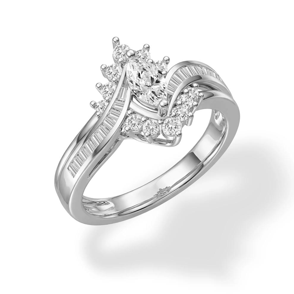 Diamond Marquise Center Engagement Ring in 14K White Gold (3/4 ct. tw.) – Image 4 of 4