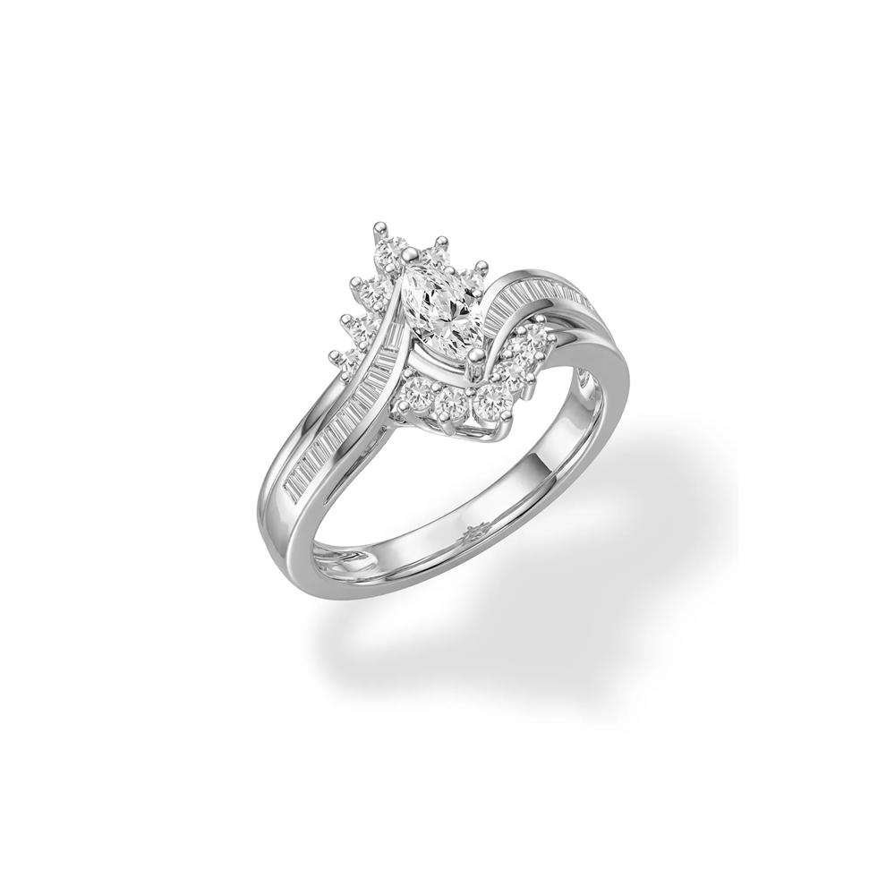 Diamond Marquise Center Engagement Ring in 14K White Gold (3/4 ct. tw.) – Image 4 of 4