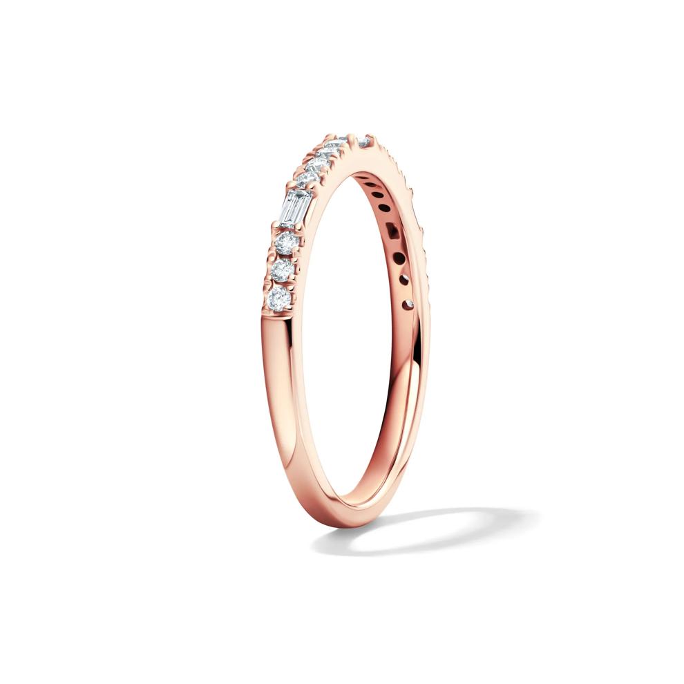 Lab Grown Diamond Round &amp; Baguette Stack Band in 10K Rose Gold (1/5 ct. t.w) – Image 3 of 4