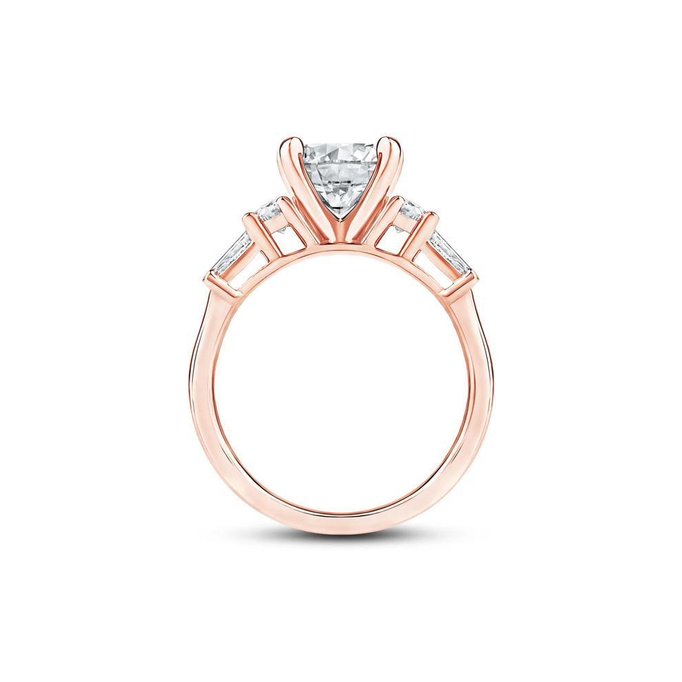 1/2 ct. tw. Round and Baguette-Cut Diamond Semi-Mount Engagement Ring in 14k Rose Gold (Setting Only) – Image 5 of 6