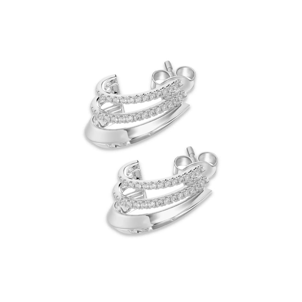 Diamond Multi-Row Hoop Earrings in Sterling Silver (1/4 ct. tw.) – Image 2 of 2
