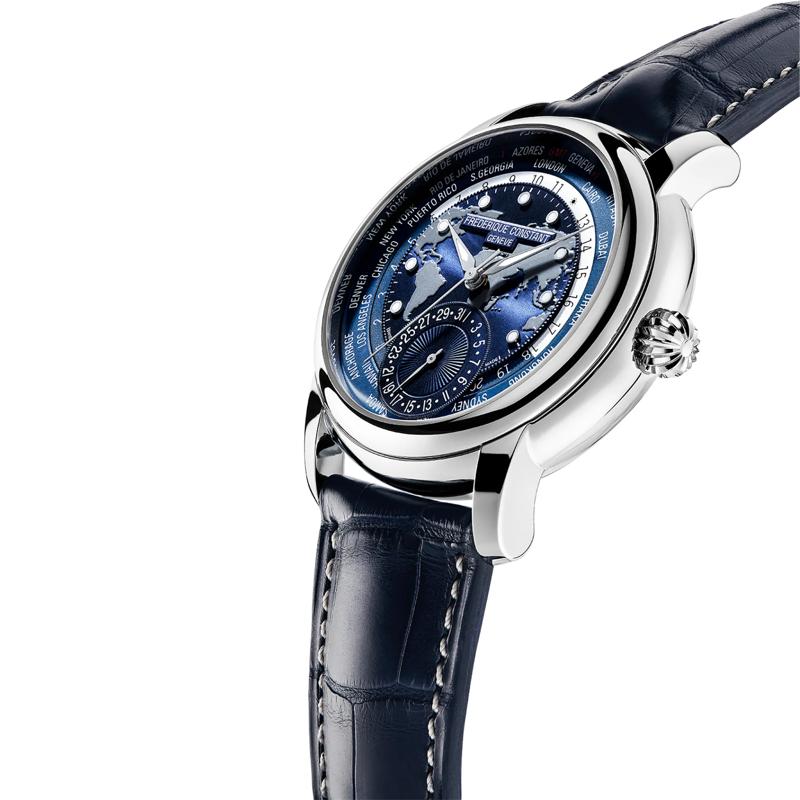 Men&#39;s Manufacture Classic Worldtimer Watch With a Blue Dial and Blue Leather Strap – Image 3 of 3