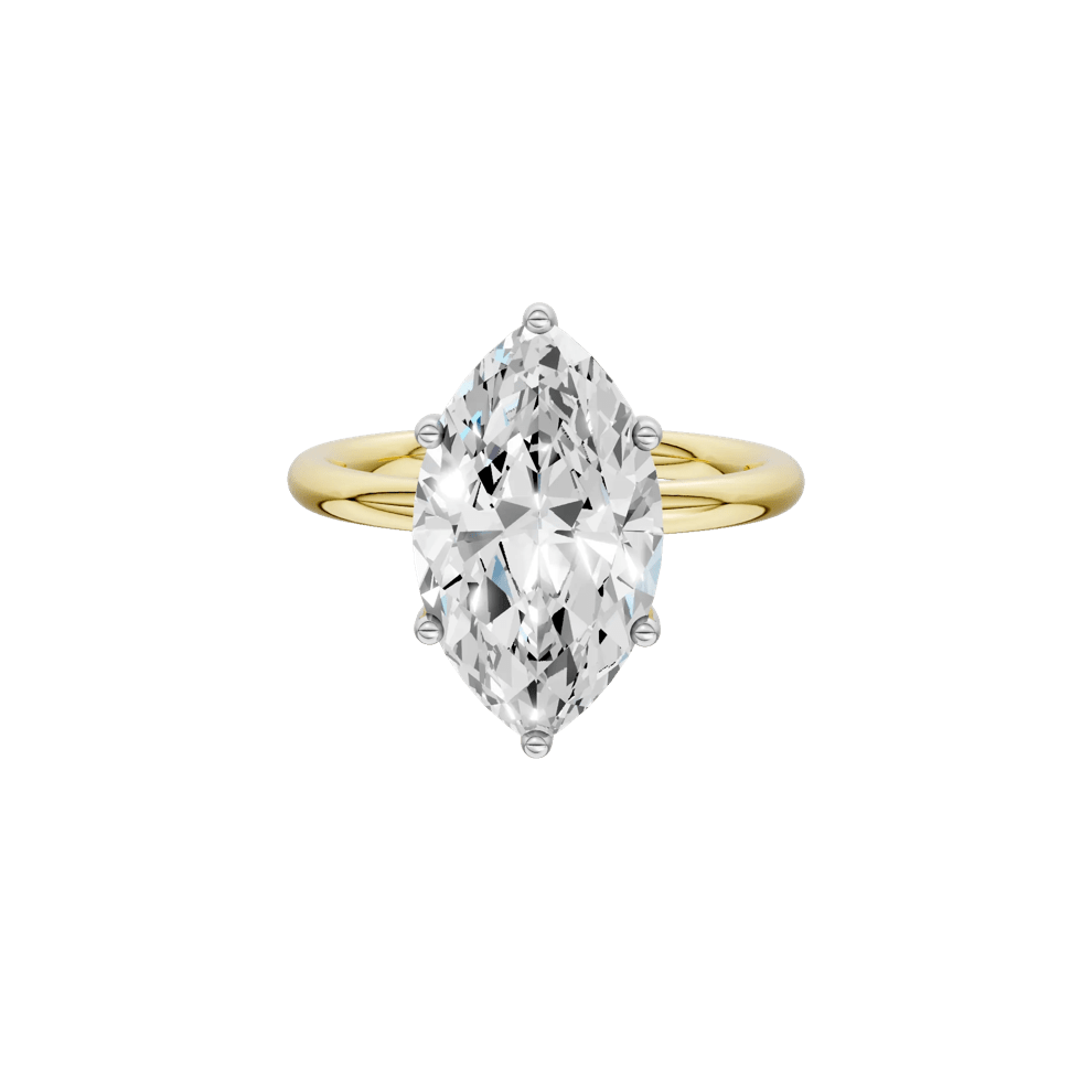 Lab Grown Diamond Marquise Solitaire Engagement Ring in 14K Yellow and White Gold (4 ct. tw.) – Image 1 of 5