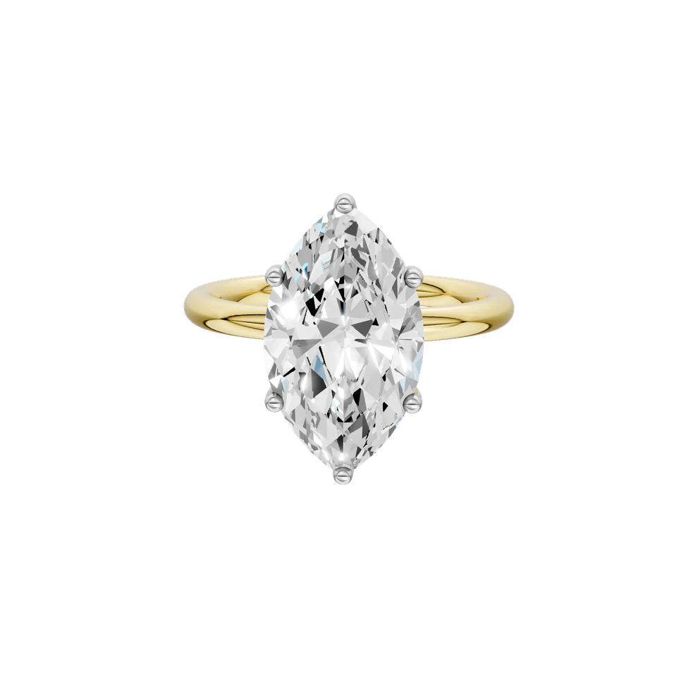 Lab Grown Diamond Marquise Solitaire Engagement Ring in 14K Yellow and White Gold (4 ct. tw.) – Image 1 of 5