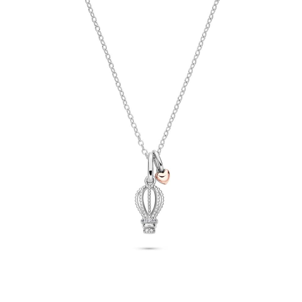 Lab Grown Diamond Accent Hot Air Balloon Pendant in Sterling Silver &amp; 10K Rose Gold – Image 1 of 5