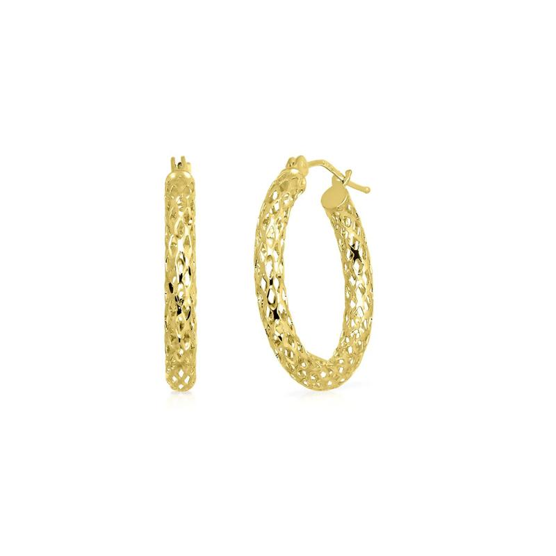 Pierced Tube Hoop Earrings in 14K Yellow Gold – Image 1 of 2