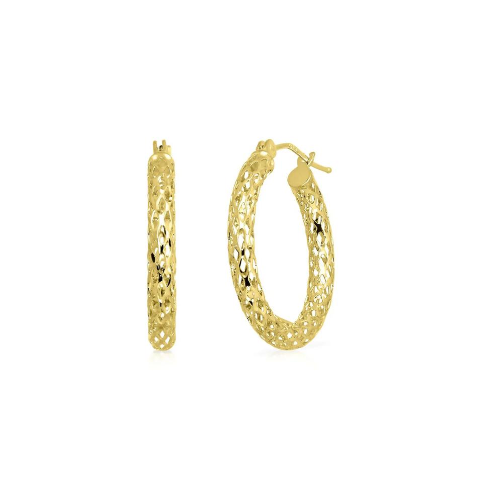 Pierced Tube Hoop Earrings in 14K Yellow Gold – Image 1 of 2