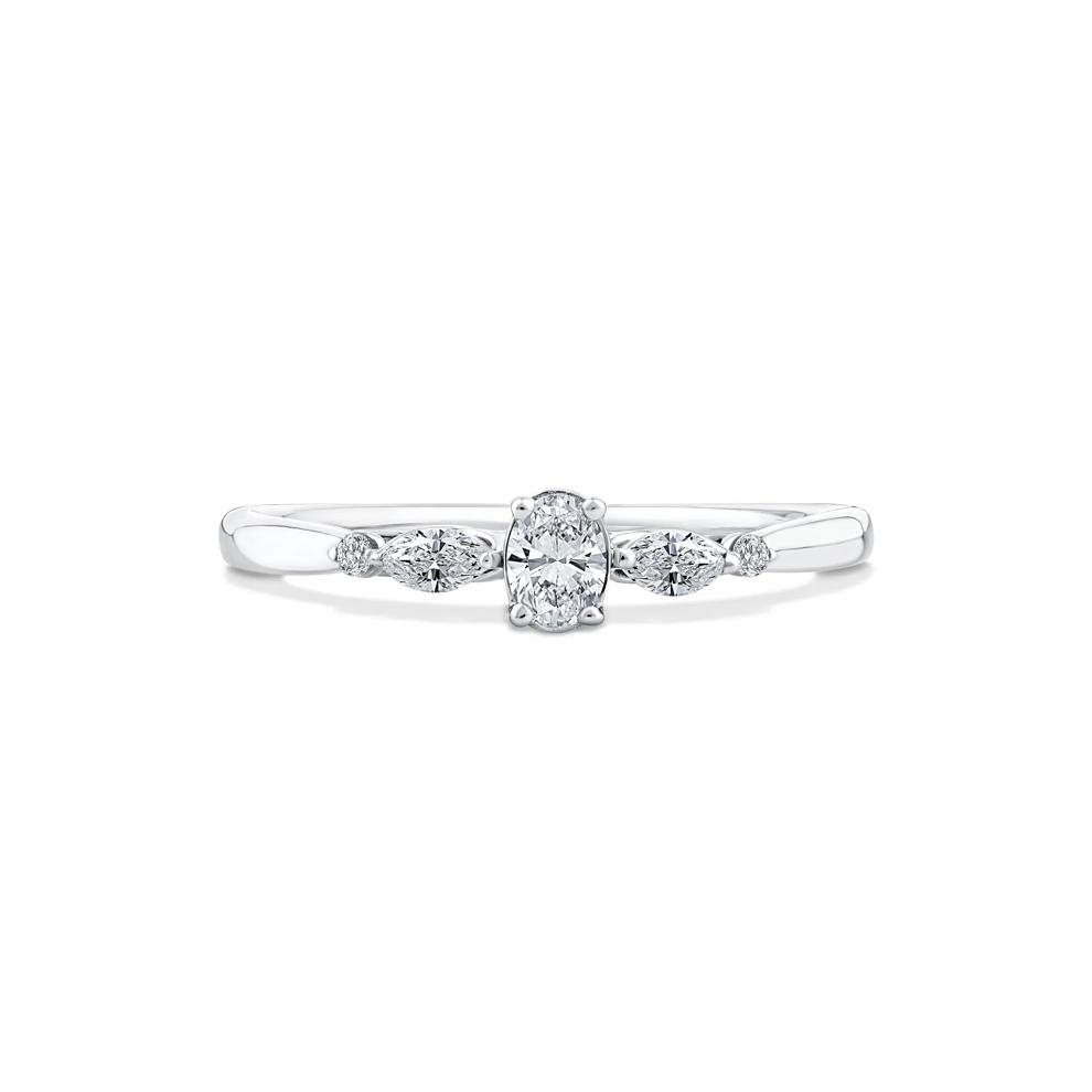 Lab Grown Diamond Oval Promise Ring in 10K White Gold (1/4 ct. tw.) – Image 1 of 4