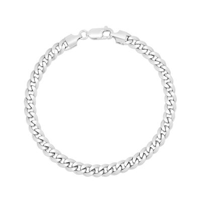  Semi-Solid Miami Cuban Bracelet in 14K White Gold, 5.5MM, 8.5”