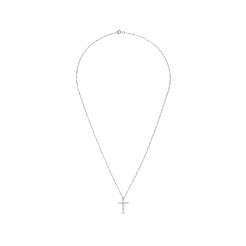 Diamond Cross Pendant Necklace in 14K White Gold (1/7 ct. tw.) – Image 3 of 4