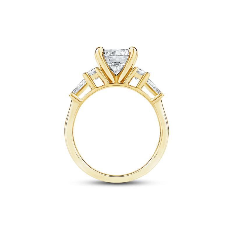 1/2 ct. tw. Round and Baguette-Cut Diamond Semi-Mount Engagement Ring in 14k Yellow Gold &#40;Setting Only&#41; – Image 3 of 6