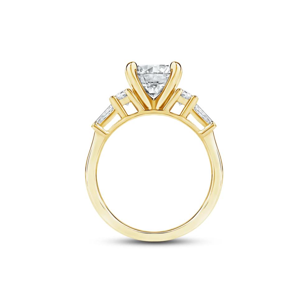 1/2 ct. tw. Round and Baguette-Cut Diamond Semi-Mount Engagement Ring in 14k Yellow Gold (Setting Only) – Image 3 of 6