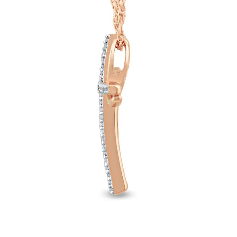 Diamond Windmill Cross Necklace in 10K Rose Gold &#40;1/10 ct. tw.&#41; – Image 2 of 3