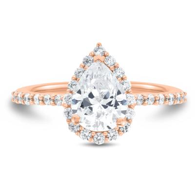Lab Grown Diamond Pear-Shaped Halo Engagement Ring in 14K Rose Gold (1 3/4 ct. tw.)